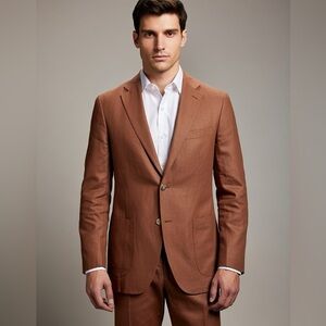 NWT Perry Ellis Linen Blend Speaker Blazer Rust Modern Fit Size 42R